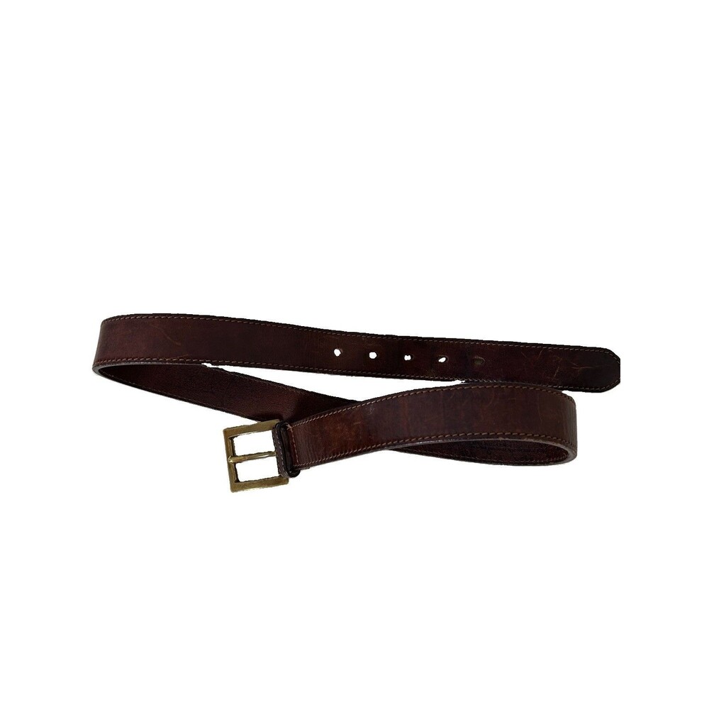 Eddie Bauer worn Italian leather solid brass belt buckle belt 34 in